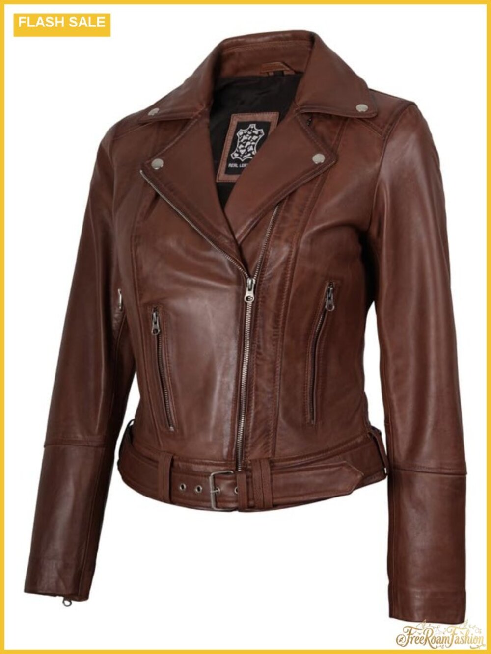 Real Lambskin Leather Jacket Women Asymmetrical Motorcycle Coat